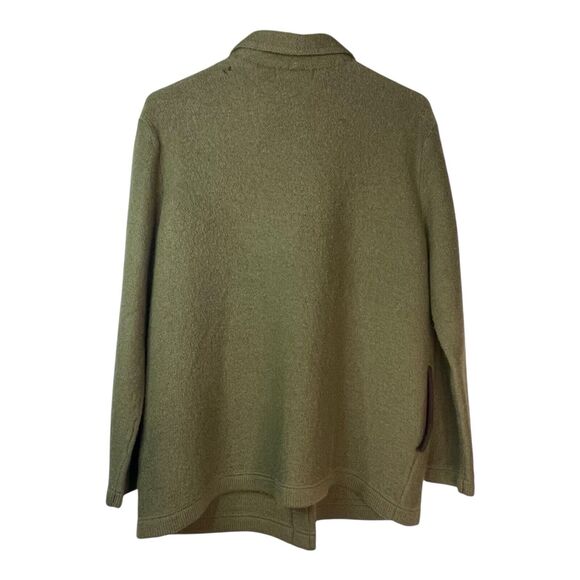 Vintage Kate Hill Wool Toggle Chore Sweater Jacket Olive Green PL Upcycle - Picture 7 of 8